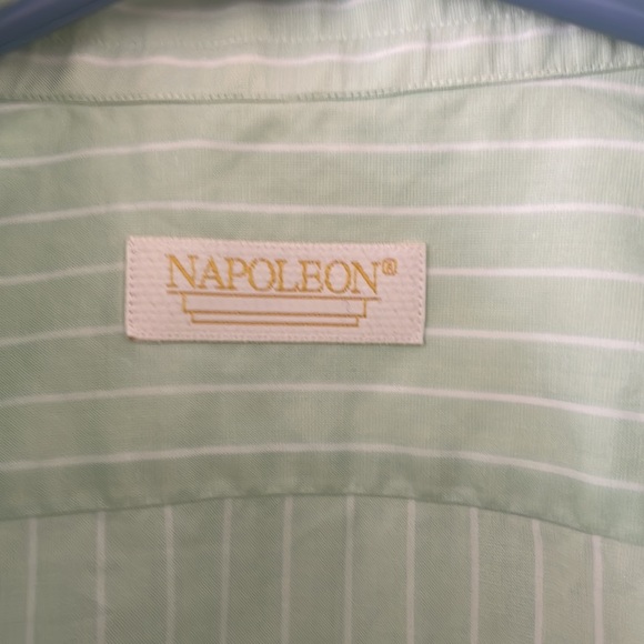 Large (17/43) light green button down with white pinstriping, cuffs, and collar. - Picture 4 of 7